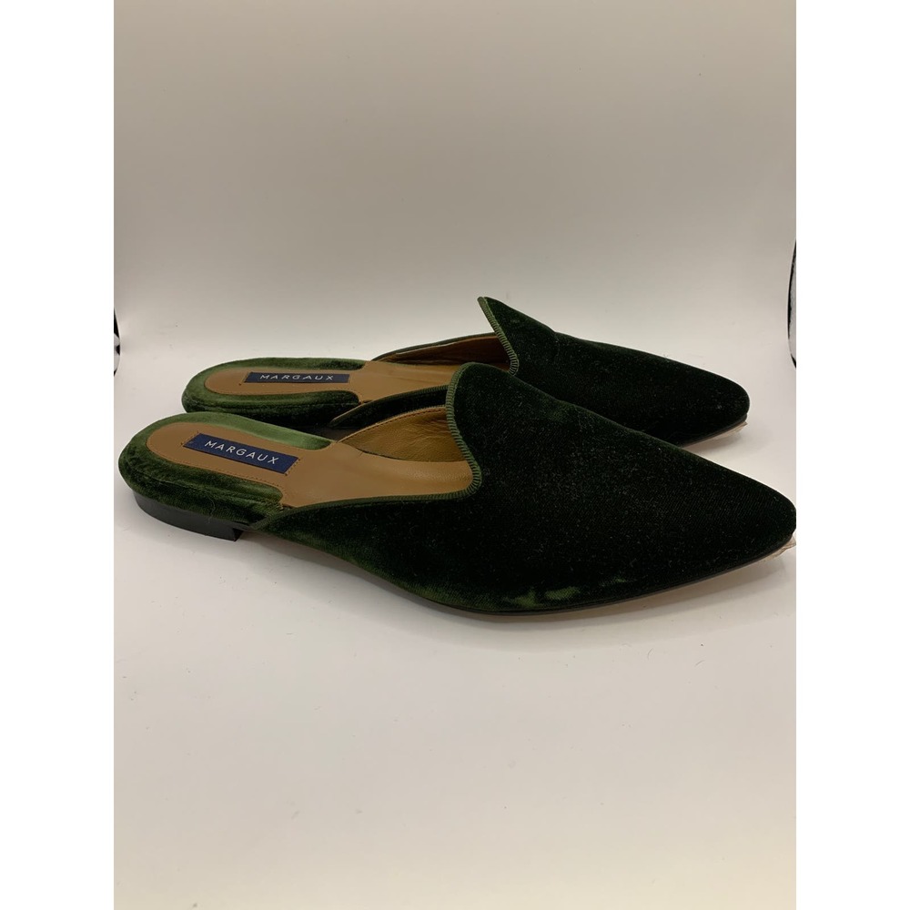 Margaux Green Velvet Pointed Toe Mules Sz 8